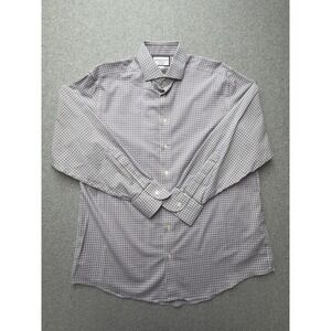 Charles Tyrwhitt Dress Shirt Mens 16.5 34/35 Purple Check Non Iron Stretch